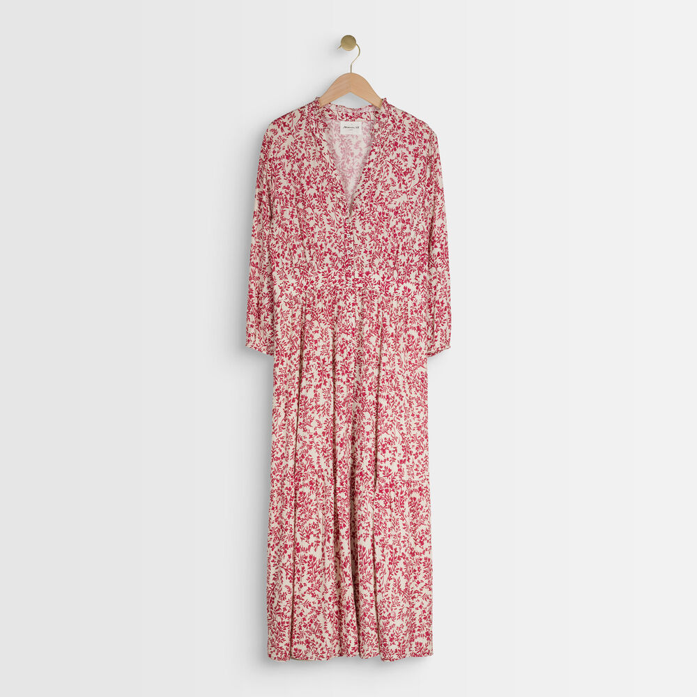 Robe longue écrue imprimée carola ecru.