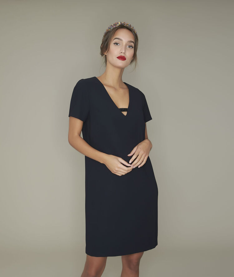 Gerades kleid strass-details weihnachten schwarz.