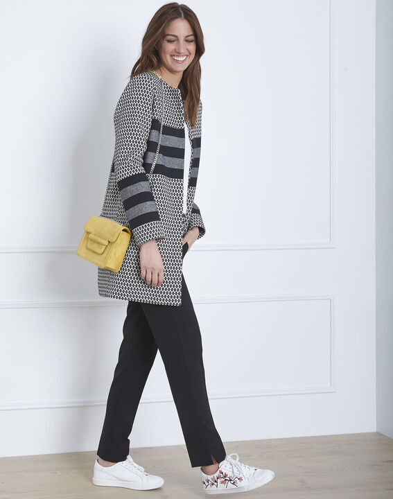 Manteau noir jacquard droit Darling | 1-2-3 Manteau noir jacquard droit Darling PhotoZ | 1-2-3