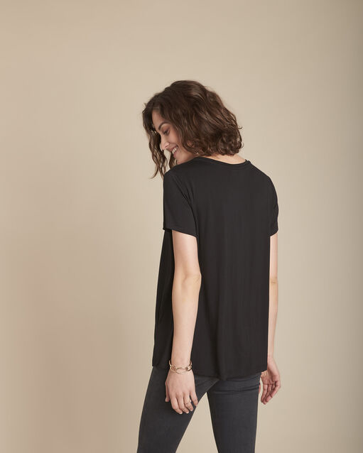 Tee-shirt noir ajouré chypre noir.
