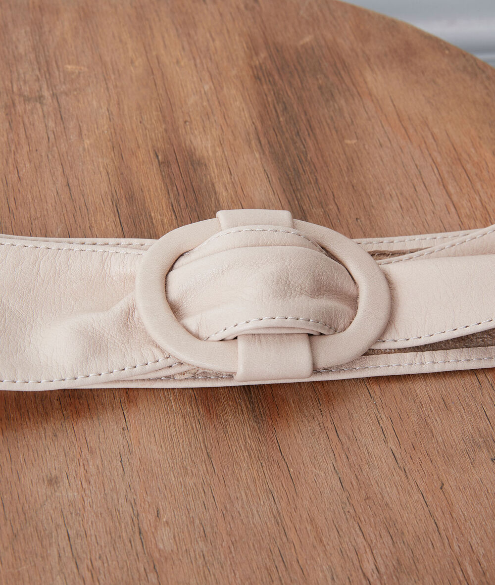 Ceinture large en cuir crème elya creme.