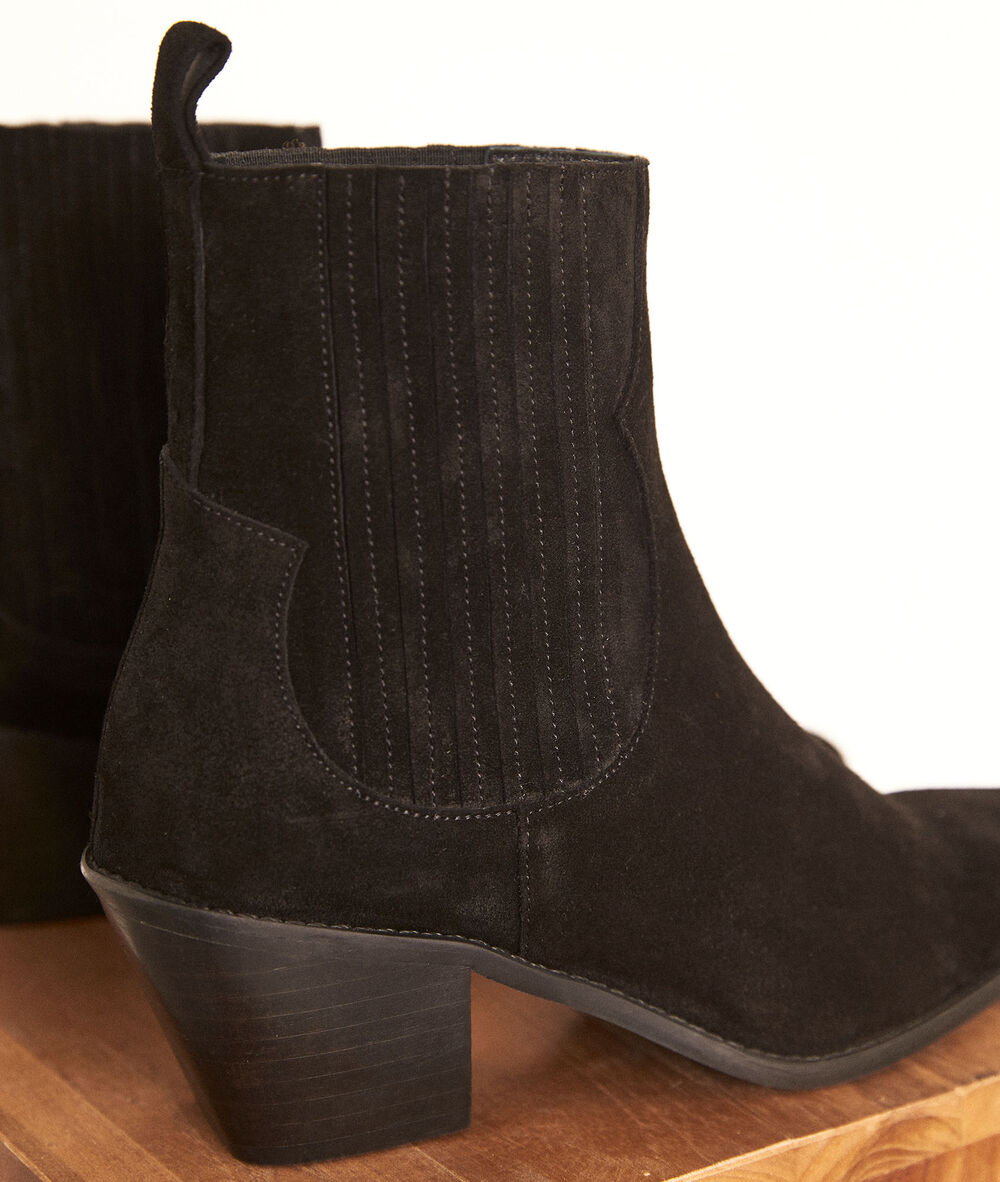 Santiags basses en cuir velours noir habby noir.