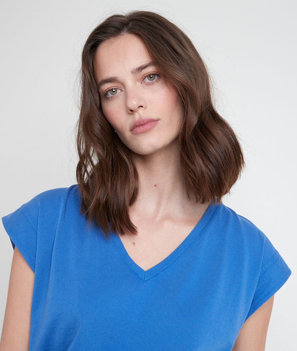 Tee-shirt en coton biologique bleu ideal myosotis.