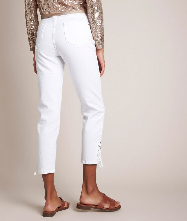 L'iconique slim: jean à lacets blanc agathe blanc.