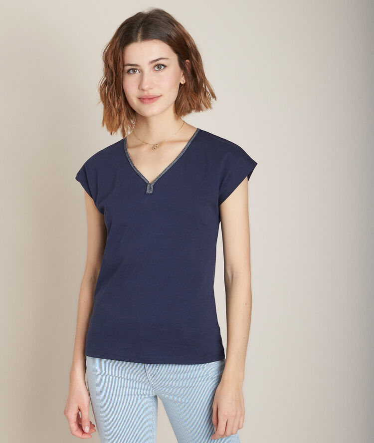 Tee-shirt en coton biologique bleu robin myosotis.