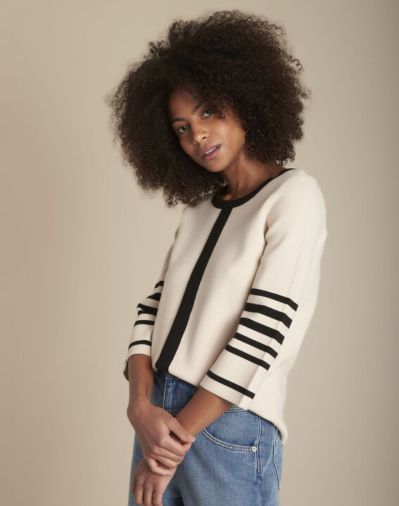 Pull beige rayé Flavie | 1-2-3 Pull beige rayé Flavie PhotoZ | 1-2-3