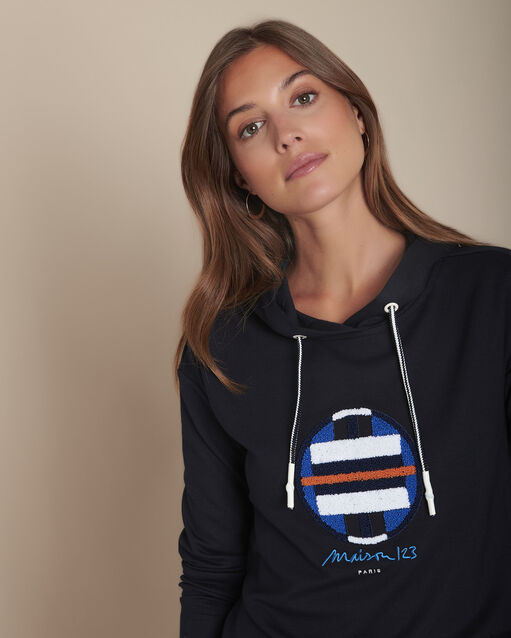 Sweat marine imprimé à capuche Copenhague (1) - Maison 123