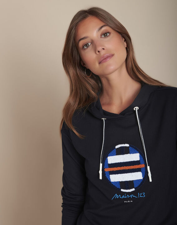 Sweat marine imprimé à capuche Copenhague | 1-2-3 Sweat marine imprimé à capuche Copenhague PhotoZ | 1-2-3