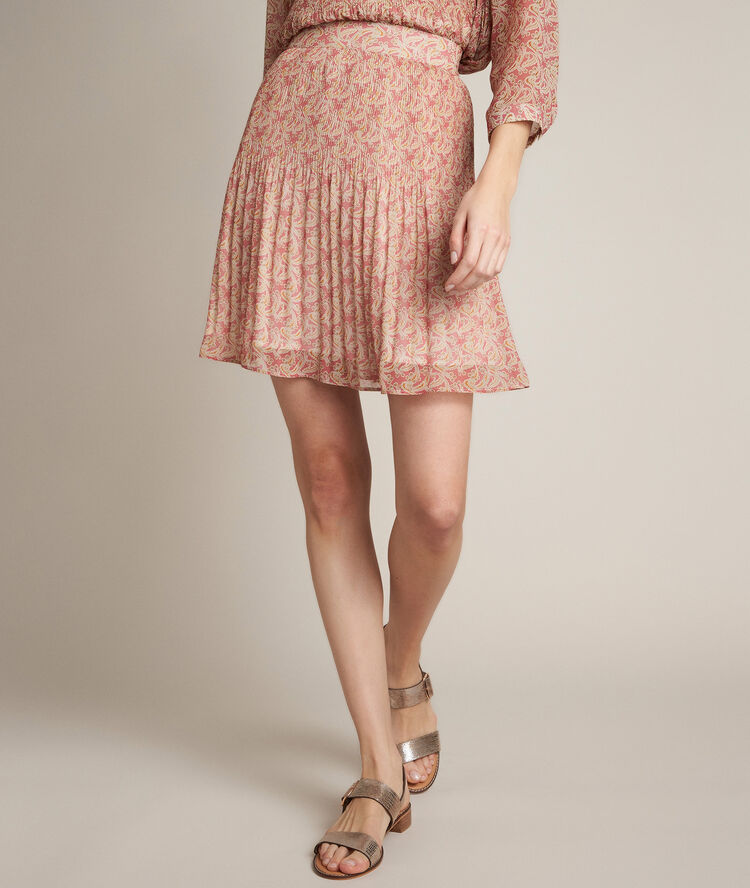 Jupe pliss&eacute;e en polyester recycl&eacute; belem groseille.