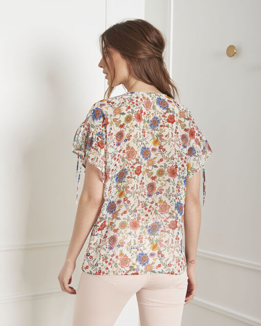 Blouse écrue imprimé fleuri veda ecru.