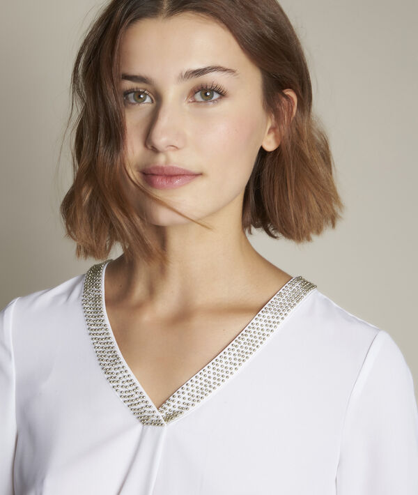 Blouse blanche en polyester recyclé Edana | 1-2-3 Blouse blanche en polyester recyclé Edana PhotoZ | 1-2-3