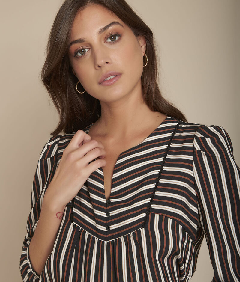 Blouse rayée madina noir.