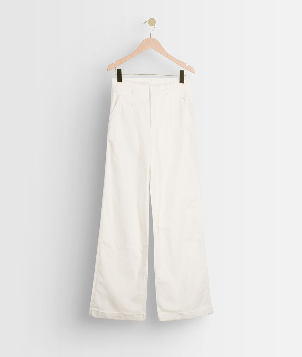 Brede jeans van ecru katoen faden ecru.