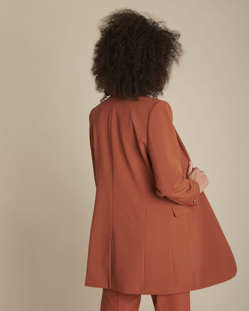 Veste de tailleur en microfibre acajou baya caramel.