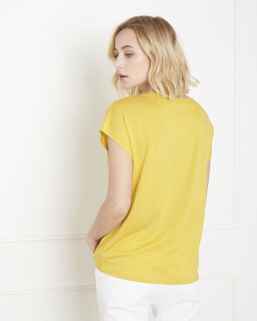 Gelbes t-shirt, lochmuster, provence anis.