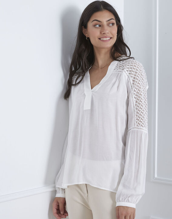 Blouse écrue en dentelle Valy | 1-2-3 Blouse écrue en dentelle Valy PhotoZ | 1-2-3