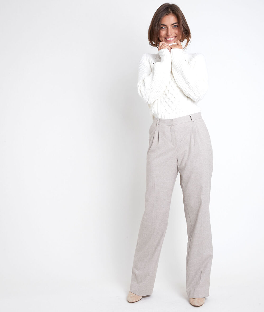 Weite hose mit abnähern beige marcel beige.