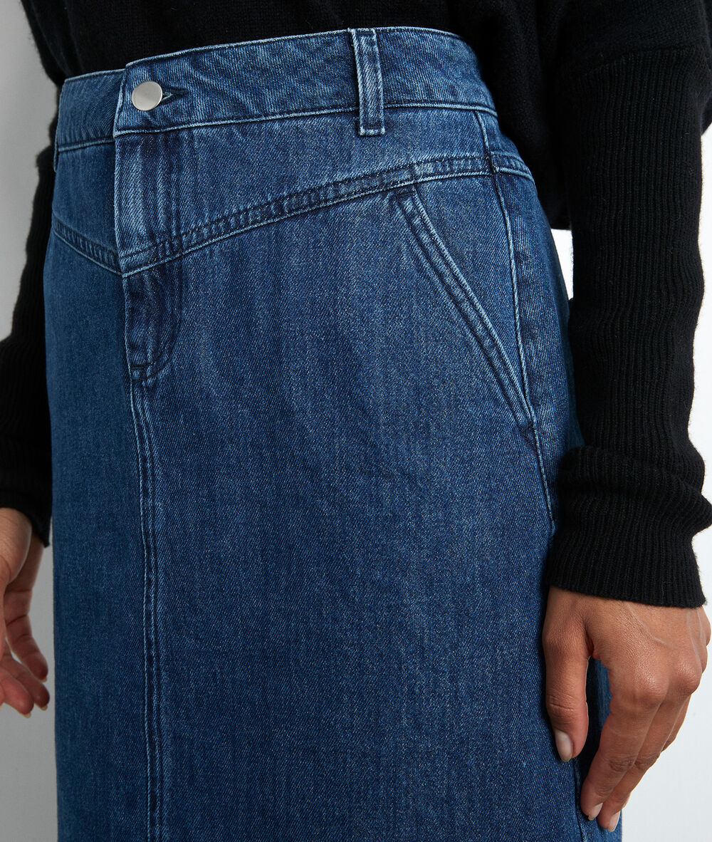 Mini-jupe en denim brut francesca marine.