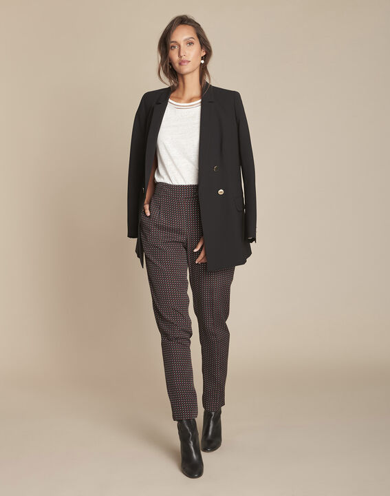 Pantalon noir droit cigarette imprimé Erende | 1-2-3 Pantalon noir droit cigarette imprimé Erende PhotoZ | 1-2-3