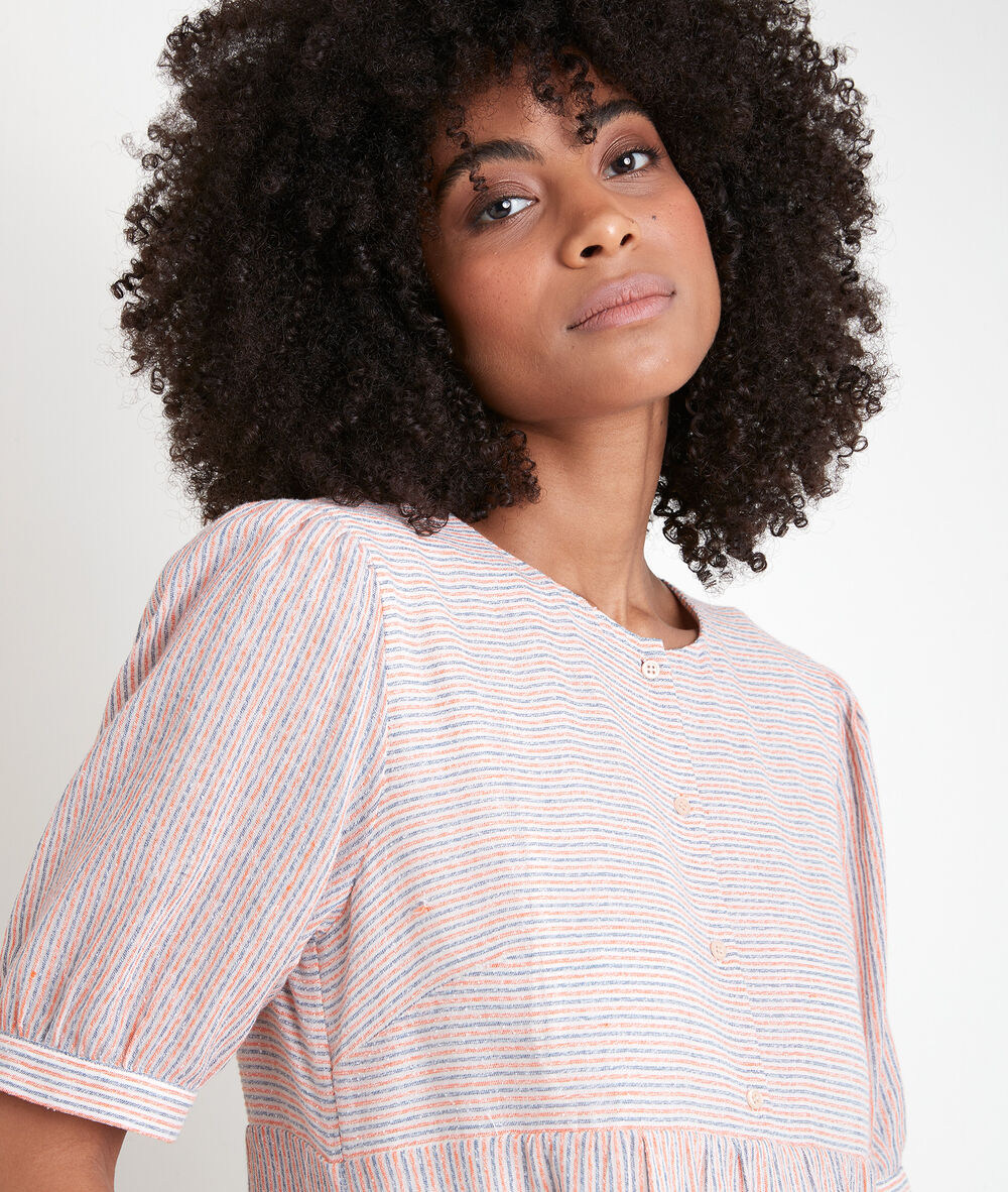 Robe rayée rose louve blush.