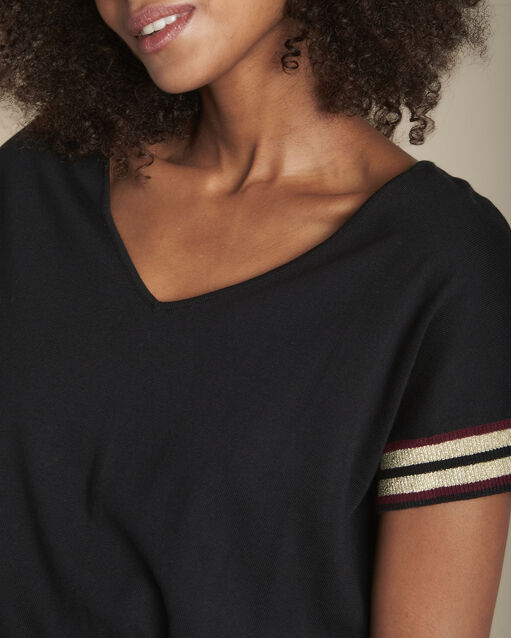 Pull noir rayures lurex faly noir.