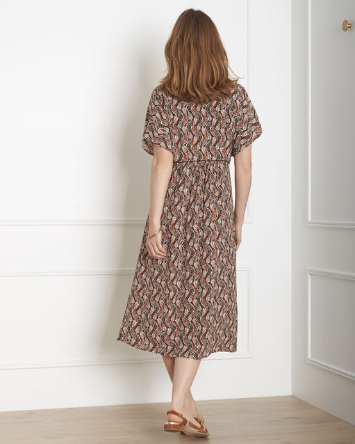 Robe marron imprimé ethnique lucienne caramel.