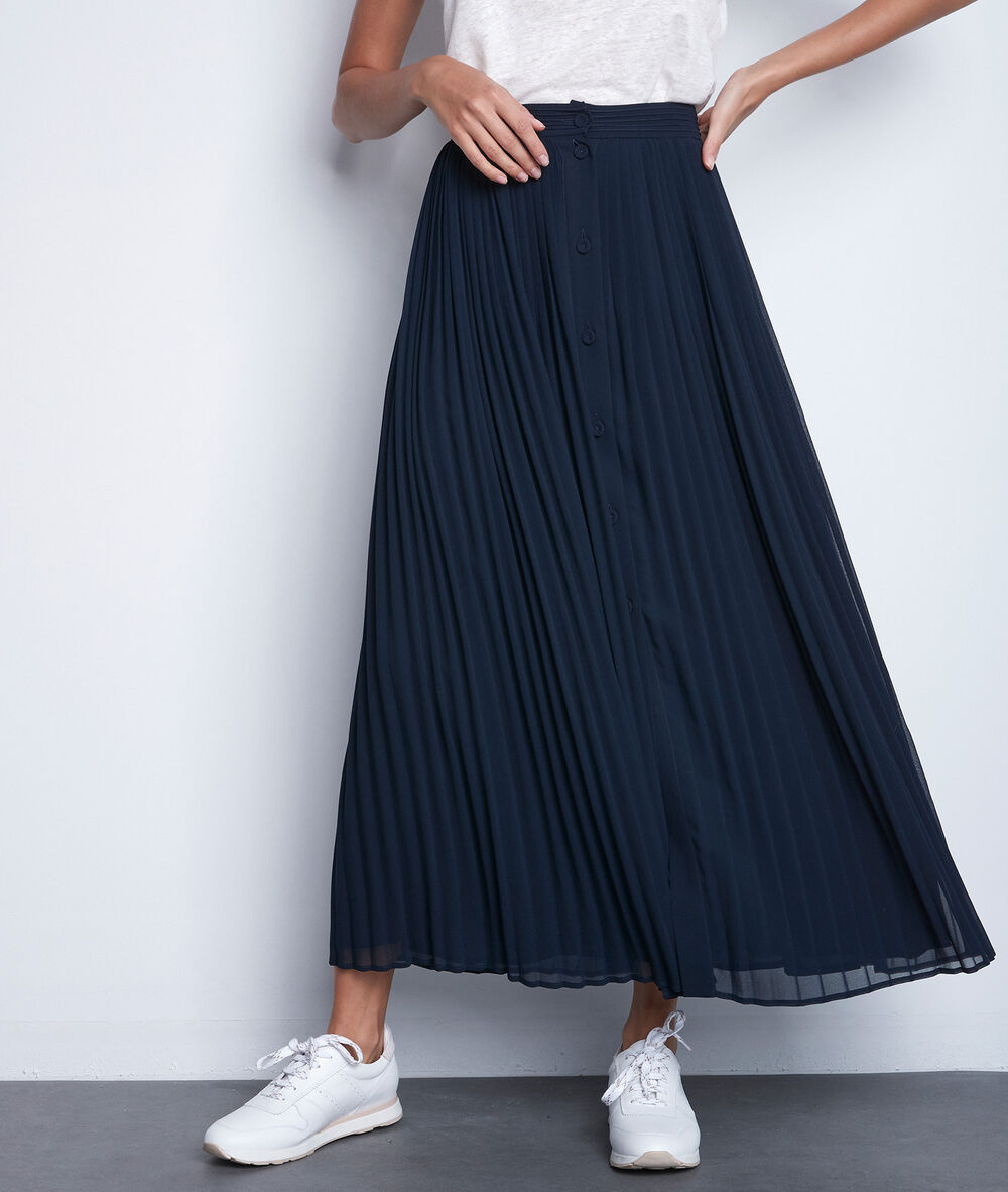 Jupe pliss&eacute;e marine eva marine.