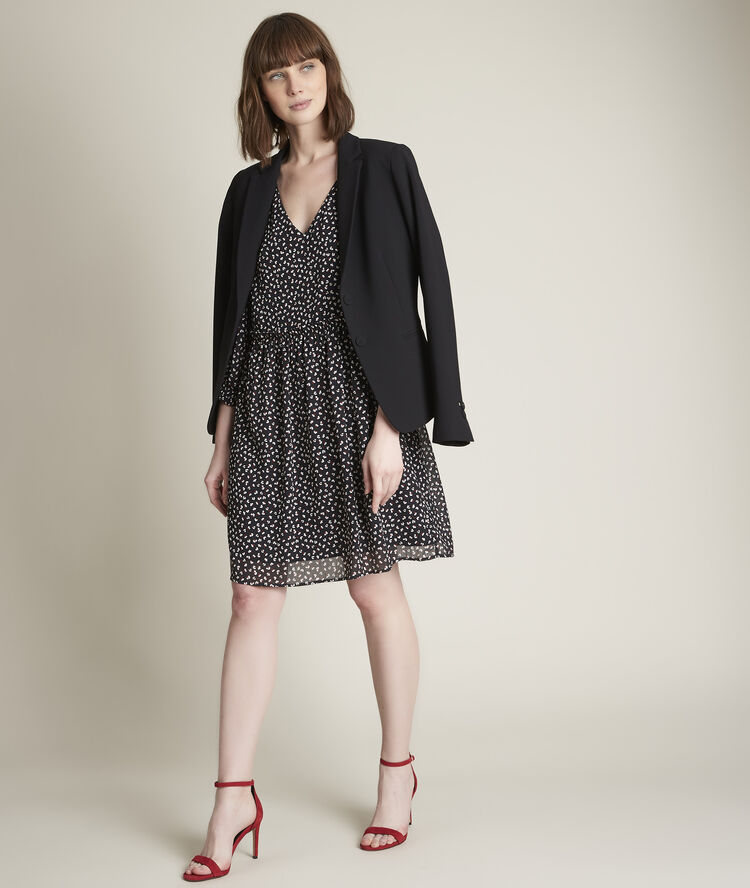 Robe courte imprim&eacute;e clarisse noir.