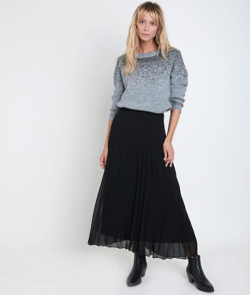 Jupe pliss&eacute;e noire greta noir.