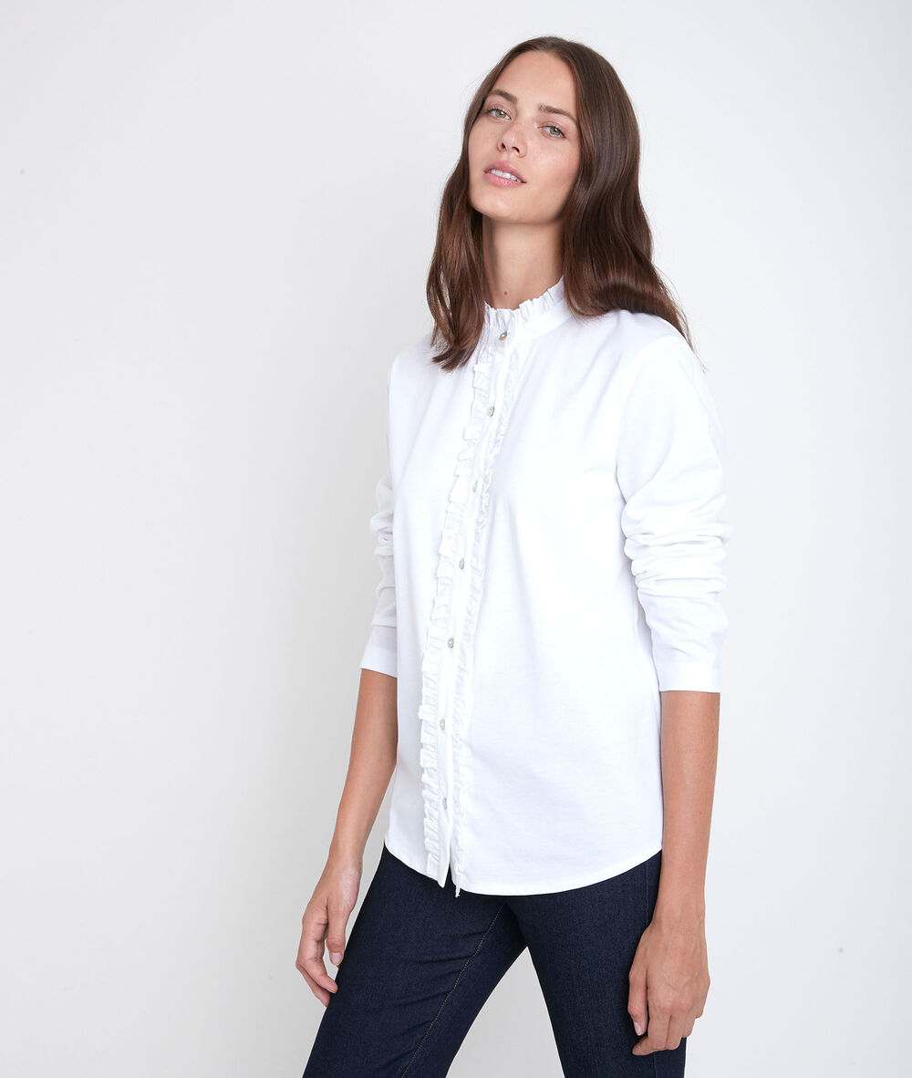 Top en coton à volants debby ecru.