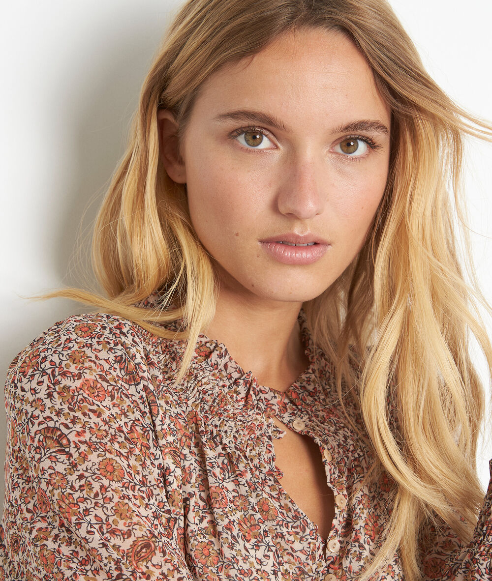 Robe courte imprimée vieux rose sharon poudre.