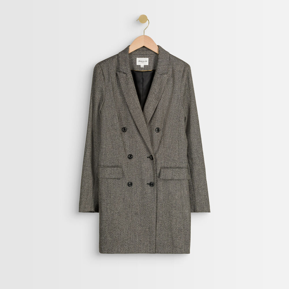 Veste longue à chevrons tracy gris perle.