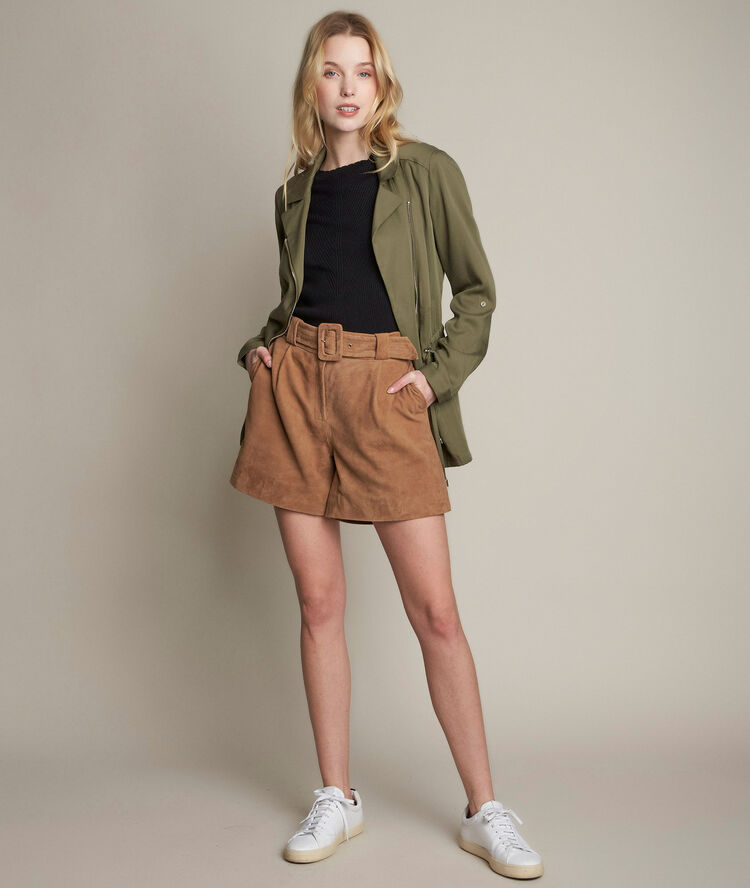 Shorts aus veloursleder imani helles camel.