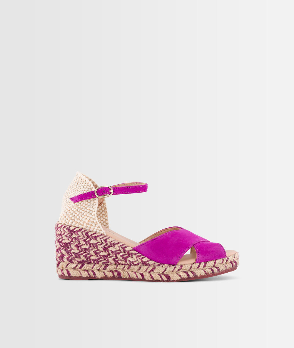 Espadrilles fuchsia en cuir grazia bougainvilliers.
