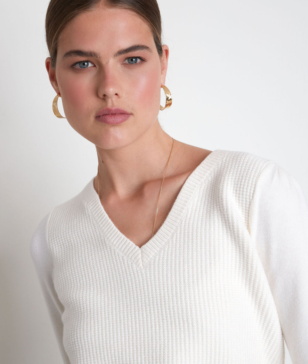 Pull en double maille écru Théa | 1-2-3 Pull en double maille écru Théa PhotoZ | 1-2-3