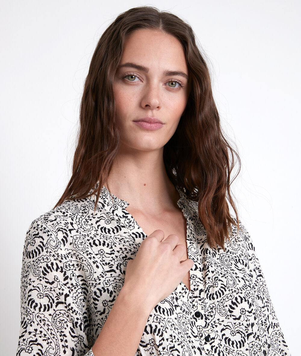 Langes kleid mit printmuster ecru carola ecru.
