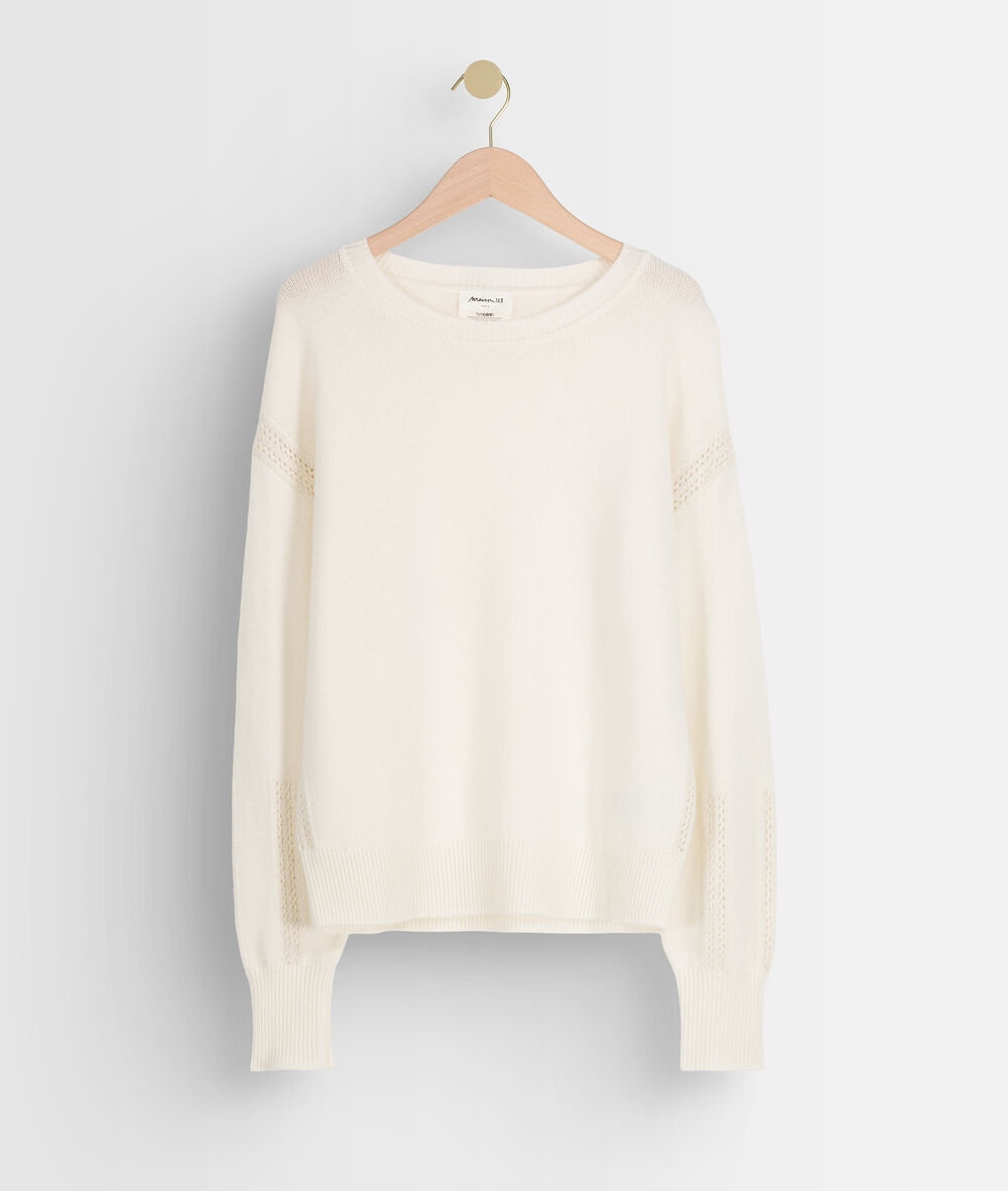 Pull en laine recyclé blanc tobby ecru.