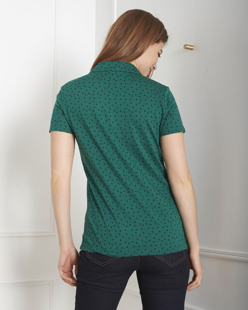 Grünes t-shirt mit pünktchen-print patty smaragdgrün.