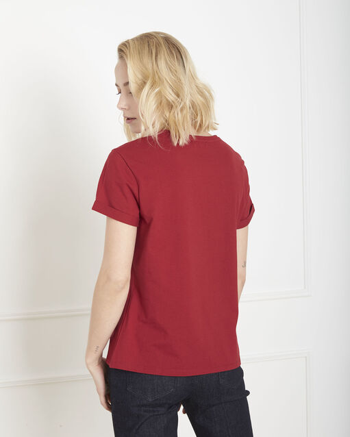 Tee-shirt rouge message proud grenat.
