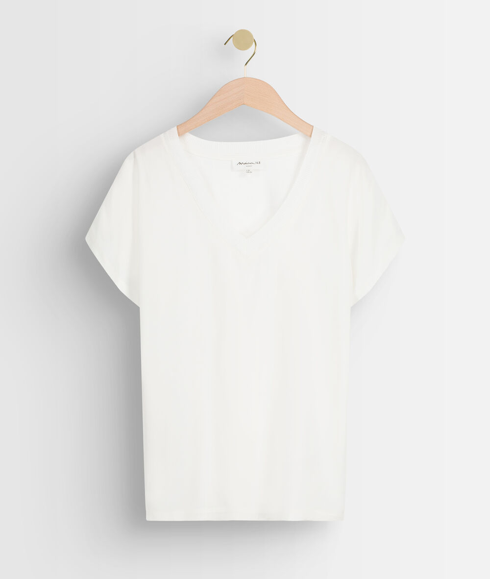 Tee-shirt écru bimatière wicky ecru.