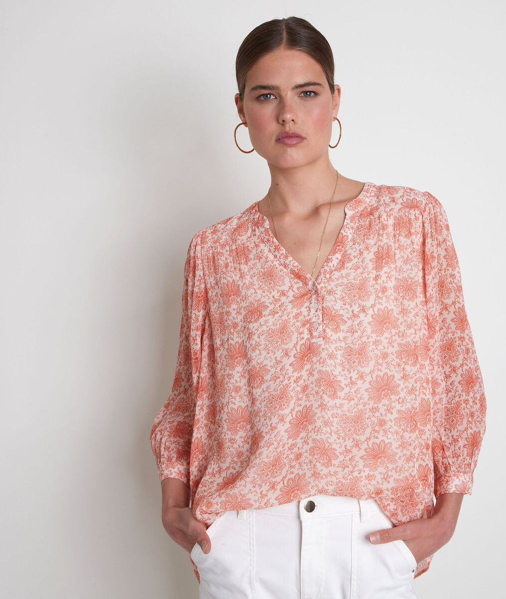Blouse vaporeuse imprimée orange Annie | 1-2-3 Blouse vaporeuse imprimée orange Annie PhotoZ | 1-2-3