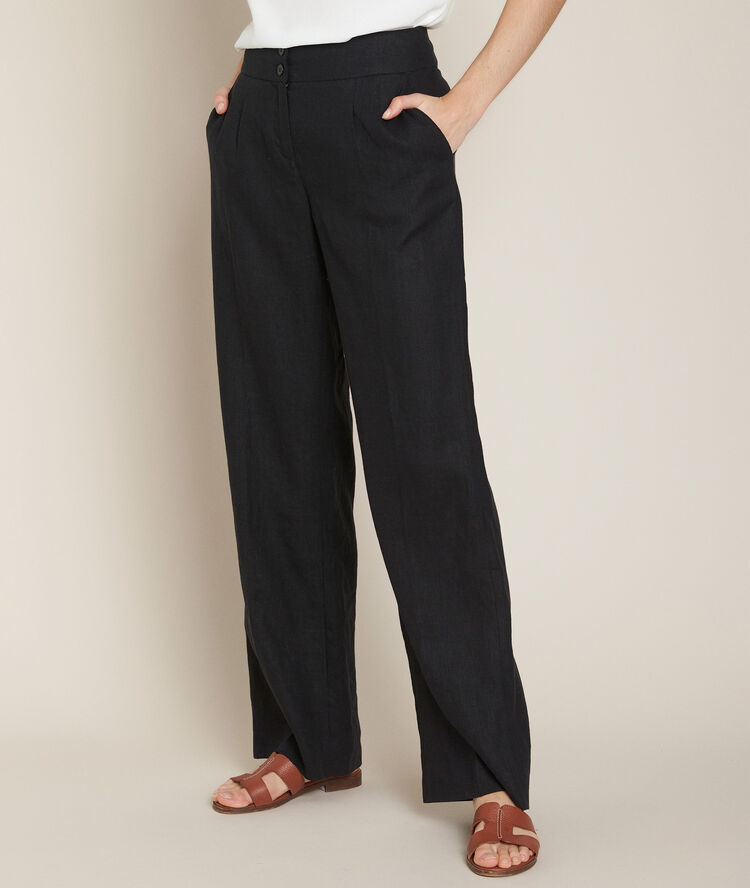 Pantalon large en lin noir galaxy noir.