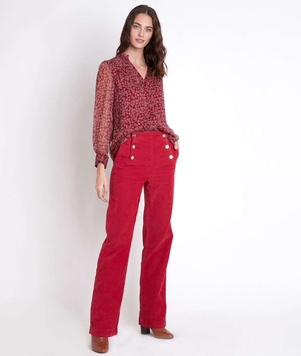 Blouse rouge imprimée Talou | 1-2-3 Blouse rouge imprimée Talou PhotoZ | 1-2-3