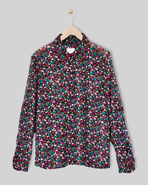 Blouse imprimé feuillage madalina noir.