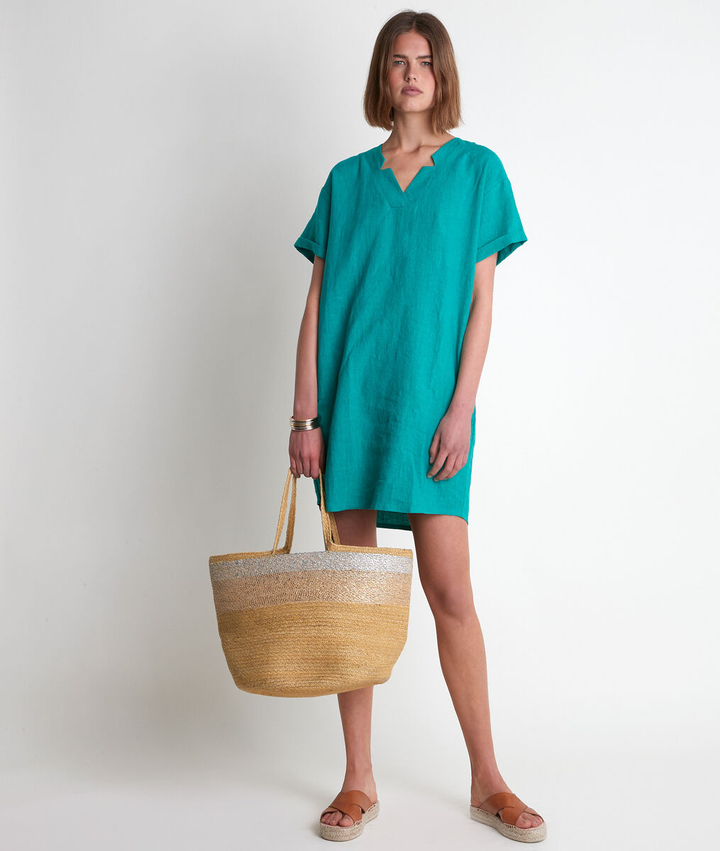 Robe en lin certifié verte Lauria | 1-2-3 Robe en lin certifié verte Lauria PhotoZ | 1-2-3