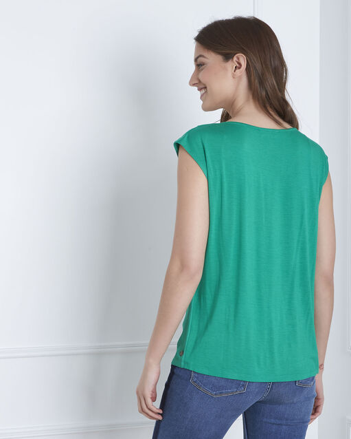 Blouse verte bimatière neptune lichen.