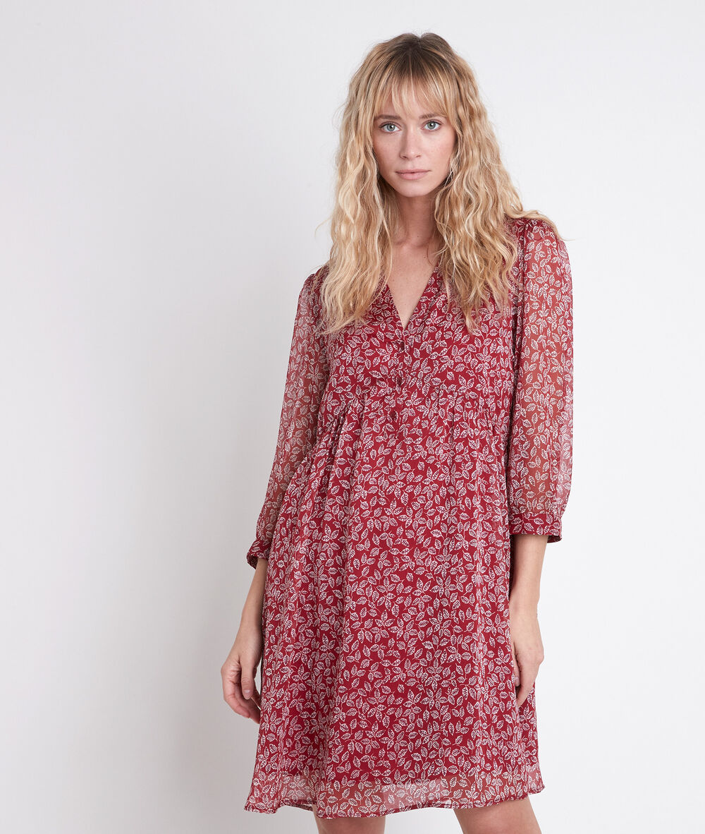 Rotes kleid mit blumenprint calypso  bourgogne.