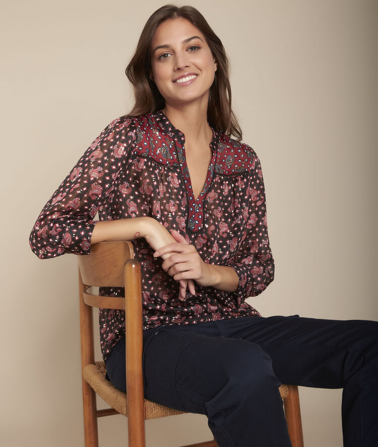 Blouse imprimé lurex menora noir.
