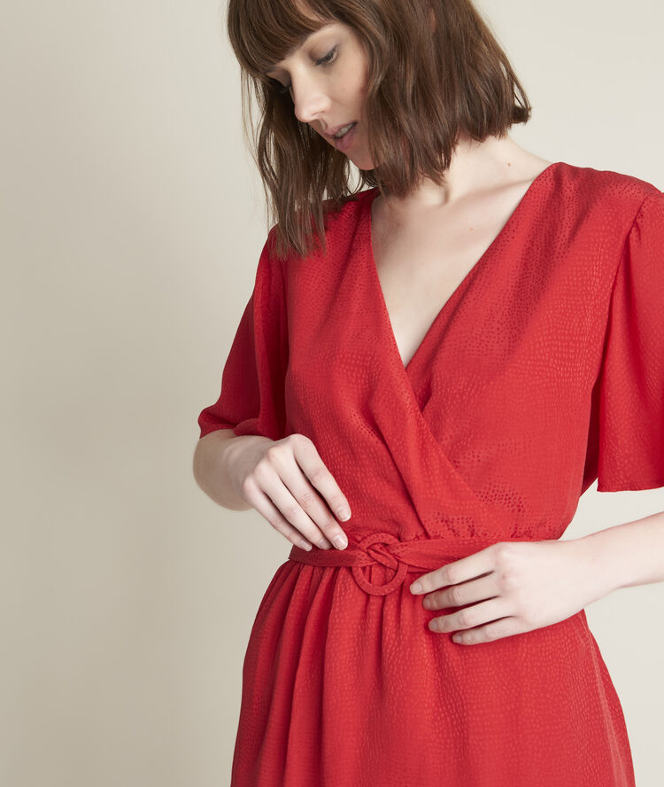 Kleid aus jacquard-seide carly koralle.