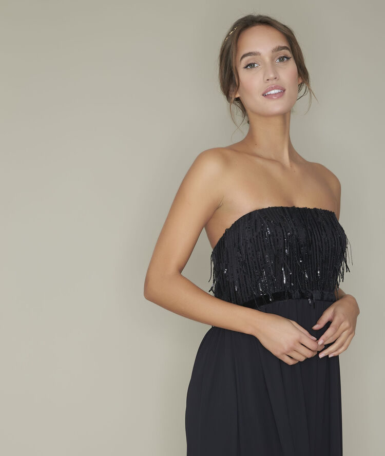 Bustierjurk met parels resa noir.